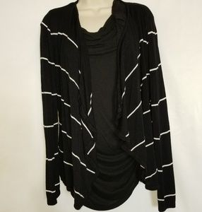 Black & White Striped Waterfall Cardigan